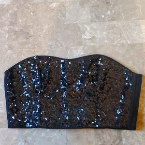 Black sequin crop top